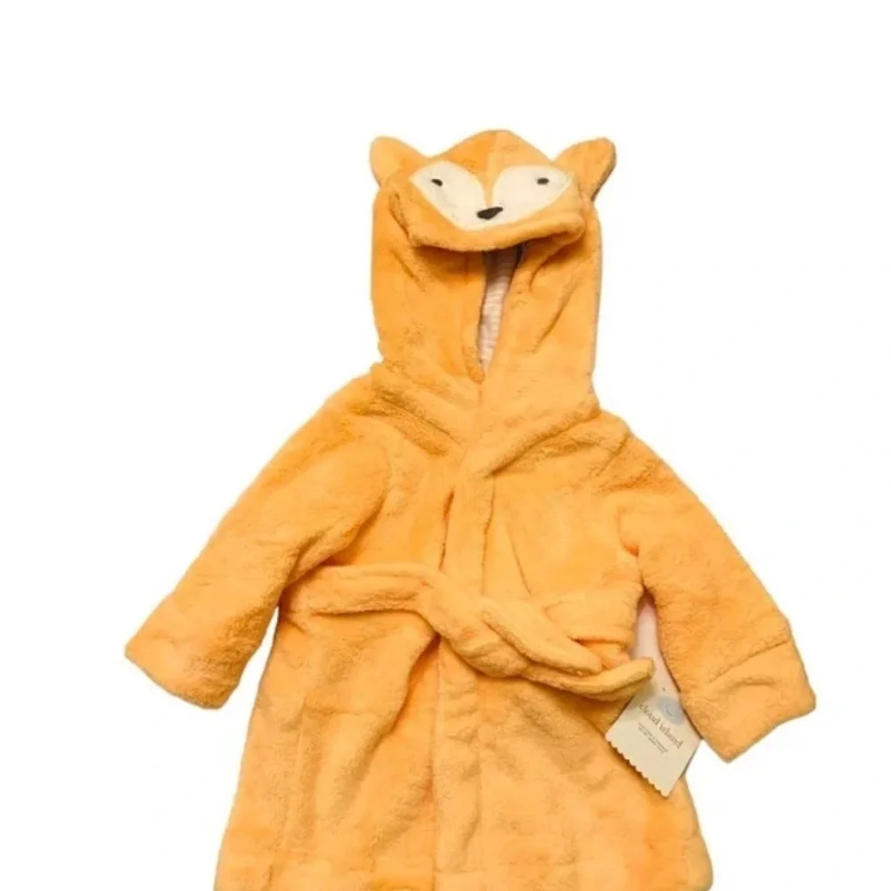 Cloud Island Fox Hooded Bath Robe | 6–9 Months | Baby Plush Robe